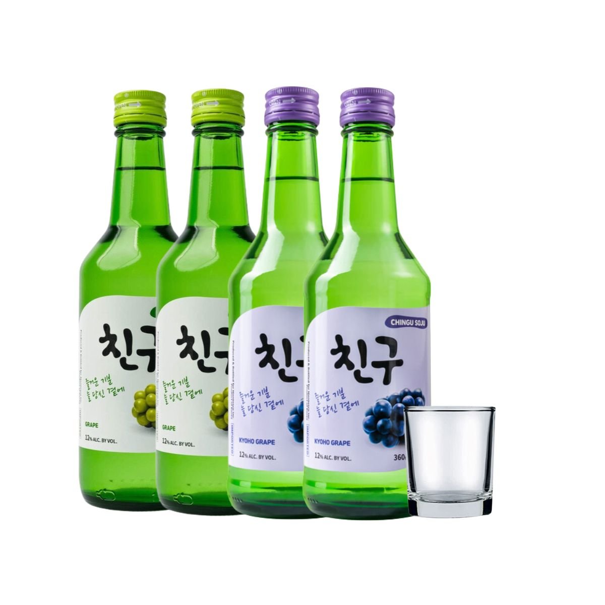 Chingu Soju Grape Pack 360ml 4-pack + shot glass - Happy Hour