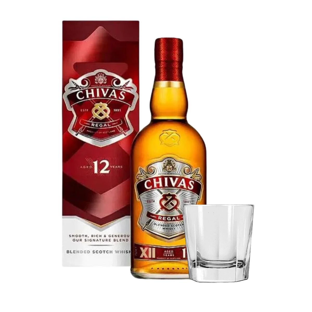 Chivas Regal 12 Year Old Blended Scotch Whisky 1L+ whisky glass - Happy Hour