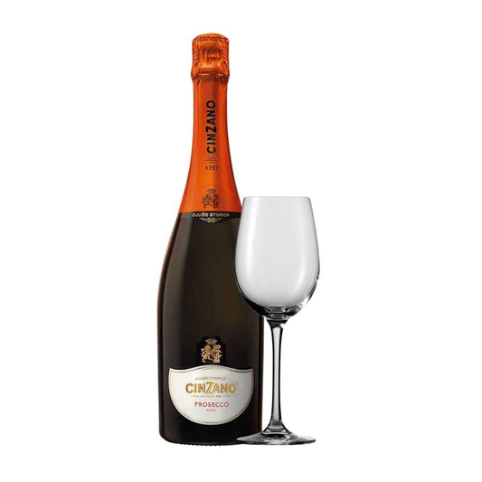 Cinzano Prosecco Sparkling Wine 750ml + wine glass - Happy Hour