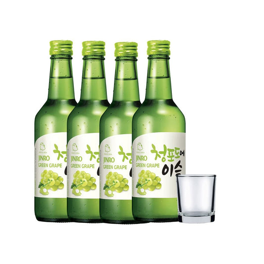 Jinro Green Grape Soju 360ml 4-pack + shot glass - Happy Hour