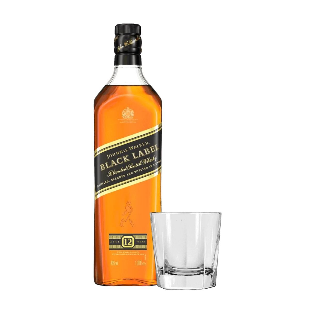 Johnnie Walker Black Label 1L + whisky glass - Happy Hour