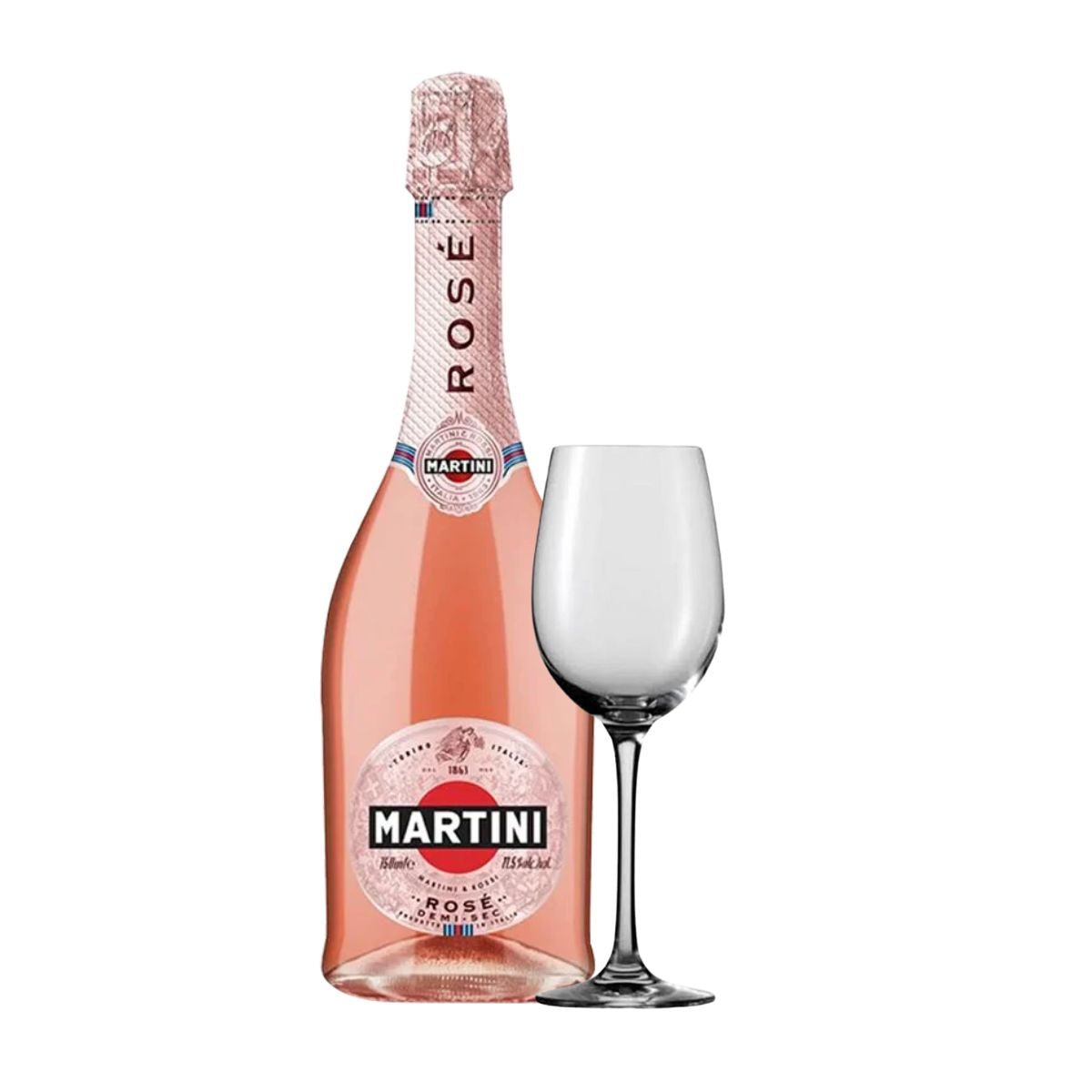 Martini Sparkling Rose Wine 750ml + wine glass - Happy Hour