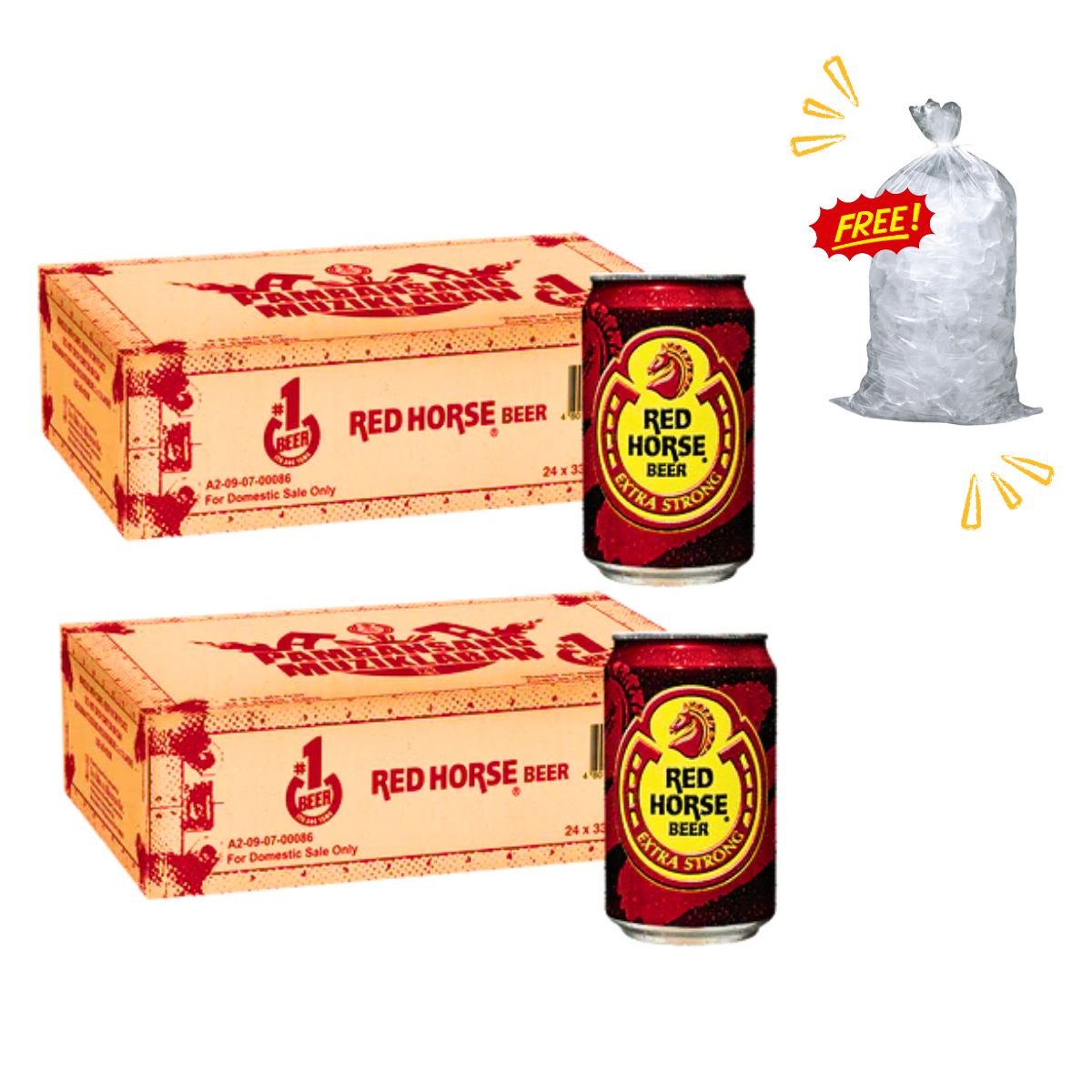 Red Horse Beer in-can 330ml 48-pack with free Tube Ice 3kg - Happy Hour