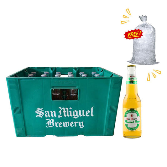 San Miguel Flavored Beer Lemon Bottle 330ml 24-pack with free Tube Ice 3kg - Happy Hour