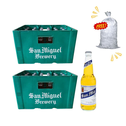 San Miguel Light Bottle Beer 330ml 48-pack with free Tube Ice 3kg - Happy Hour