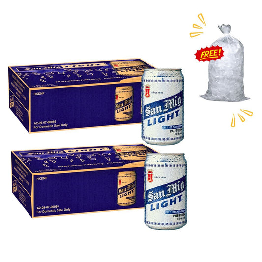 San Miguel Light in-can 330ml 48-pack with free Tube Ice 3kg - Happy Hour