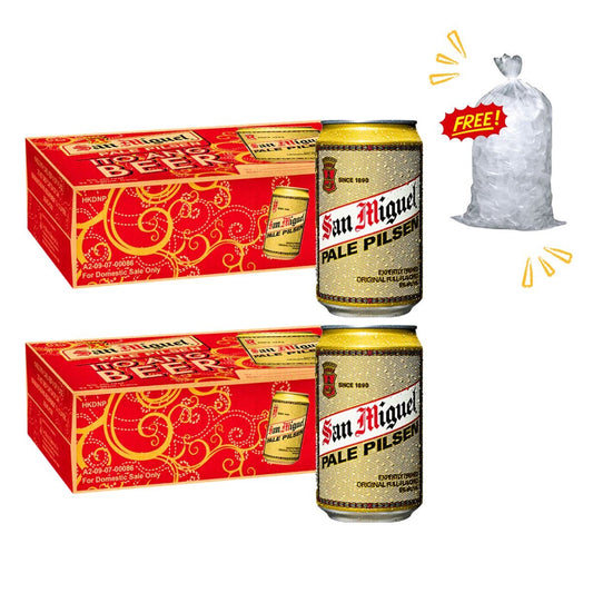 San Miguel Pale Pilsen in-can 330ml 48-pack with free Tube Ice 3kg - Happy Hour