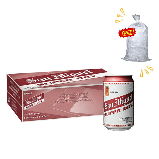 San Miguel Super Dry in-can 330ml 24-pack with free Tube Ice 3kg - Happy Hour
