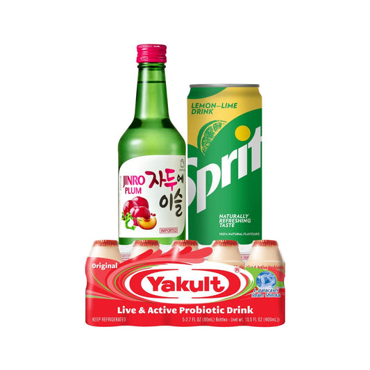 1 Jinro Plum Soju + 1 Sprite in-can 325ml + 5 Yakult - Happy Hour