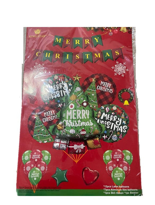 Merry Christmas Year Set Banner & Balloons