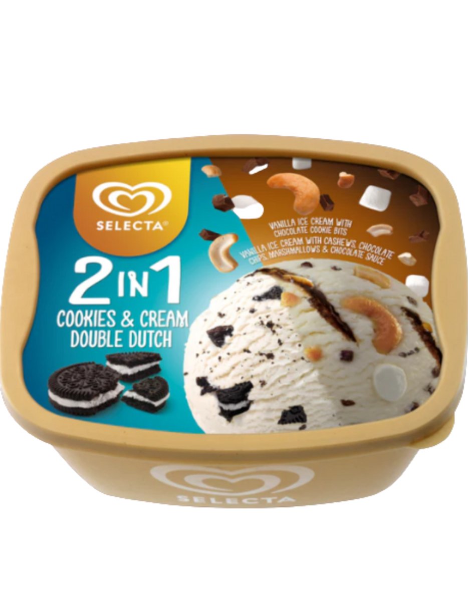Selecta Double Supreme Ice Cream Double Dutch / Cookies and Cream 1.3L - Happy Hour